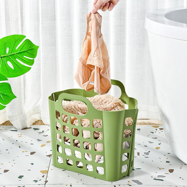 Wall-mounted Collapsible Laundry Basket, Tall Plastic Hamper for Dirty  Clothes, Punch-free Storage Bins with Soft Handle, for Organizing Home