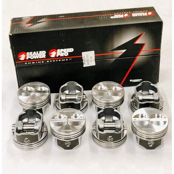 Speed Pro H345DCP 40 Small Block 350 Chevy SBC Flat Top Pistons Coated skirt Pistons. 040" over size or 4.040" Bore diameter.