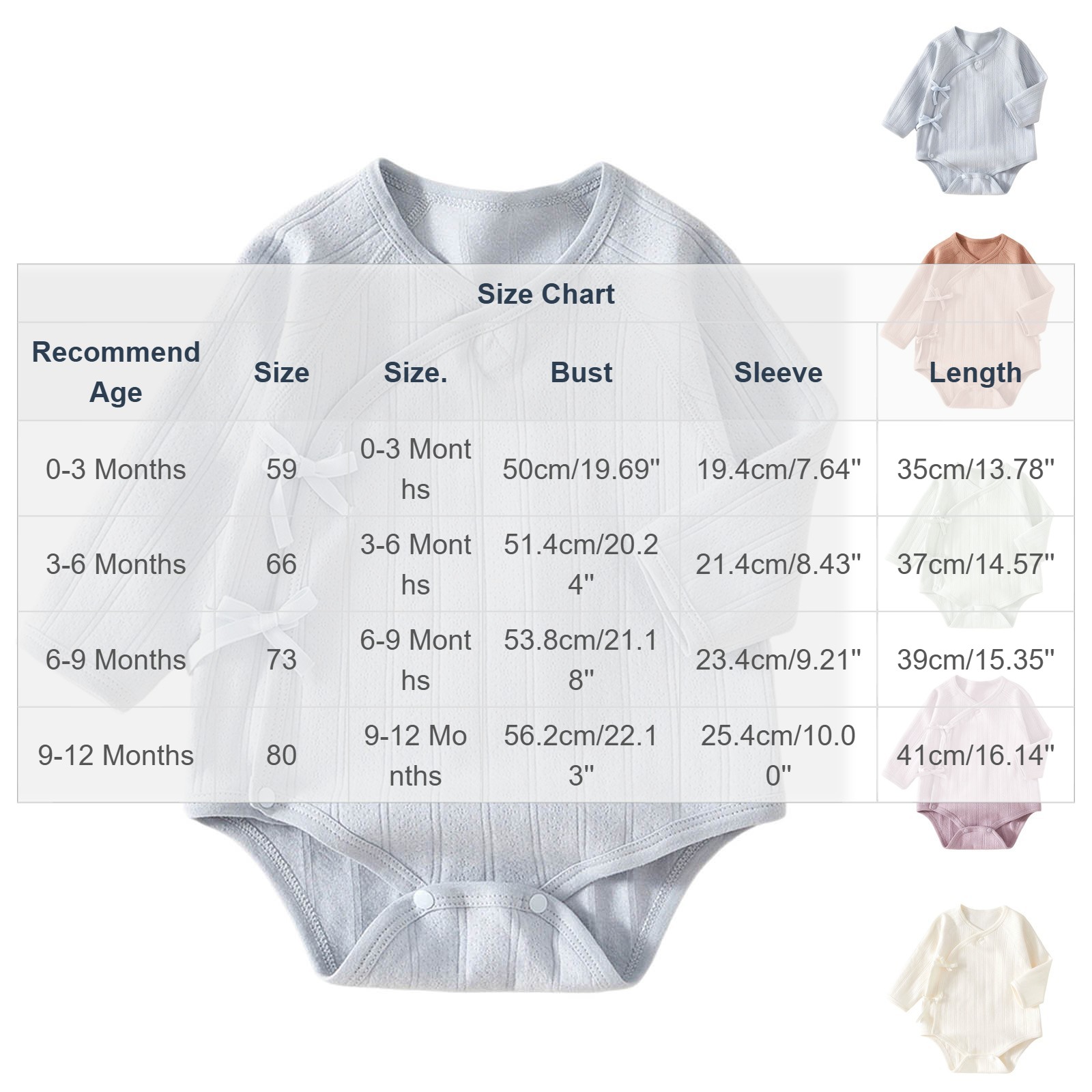 Body Kimono con Nudo Lateral para Bebé, Manga Larga, Algodón, para Recién Nacidos, Niño o Niña (Café, 6-9 Meses) 2