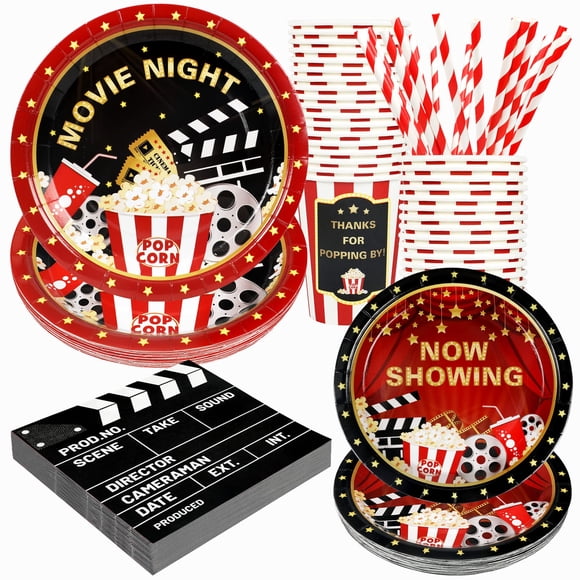 Artículos de fiesta Recheel Movie Night para 24 invitados, 120 unidades