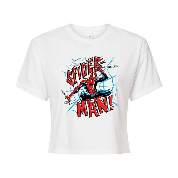 Marvel Spider-Man - Ink - Juniors Cropped Graphic T-Shirt