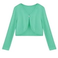 thumbnail image 5 of Spazoro Toddler Girls Cardigan Sweaters, Lightweight Long Sleeve Open Front V-neck Cropped Shrug for Dailywear Green Size 5-6T, 5 of 7