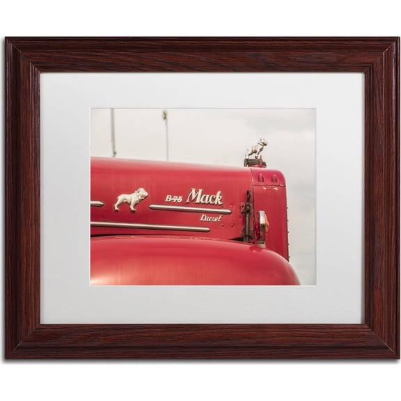 Trademark Fine Art "Mack Truck 2" Canvas Art by Jason Shaffer, White Matte, Wood Frame