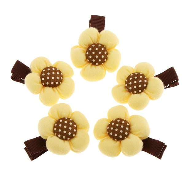 5pcs Bebé Niños Flor Pinzas para El Cabello Pinzas Horquilla Accesorios Amarillo