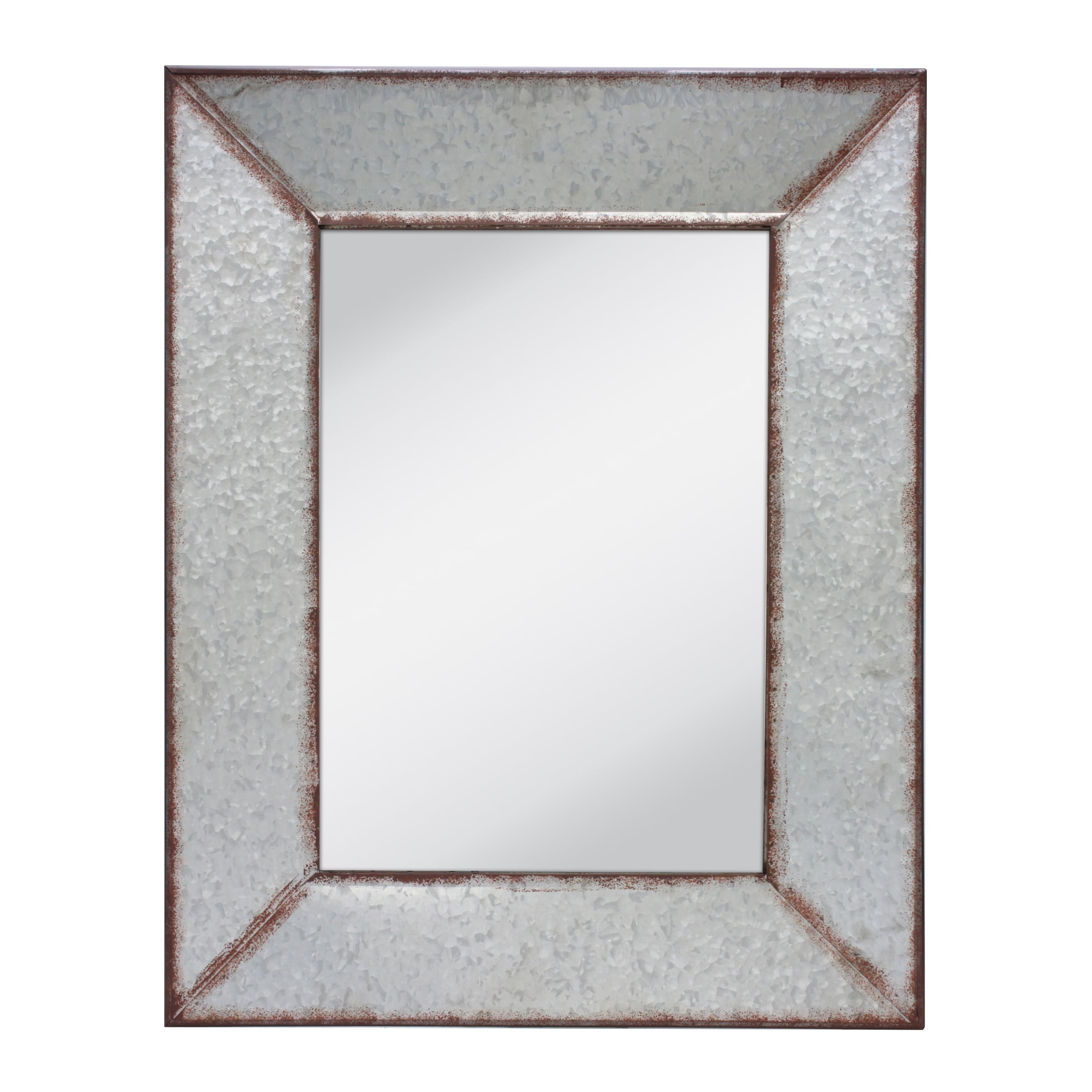 Stonebriar Rustic Rectangular Galvanized Metal Frame Hanging Wall Mirror Walmart Com Walmart Com