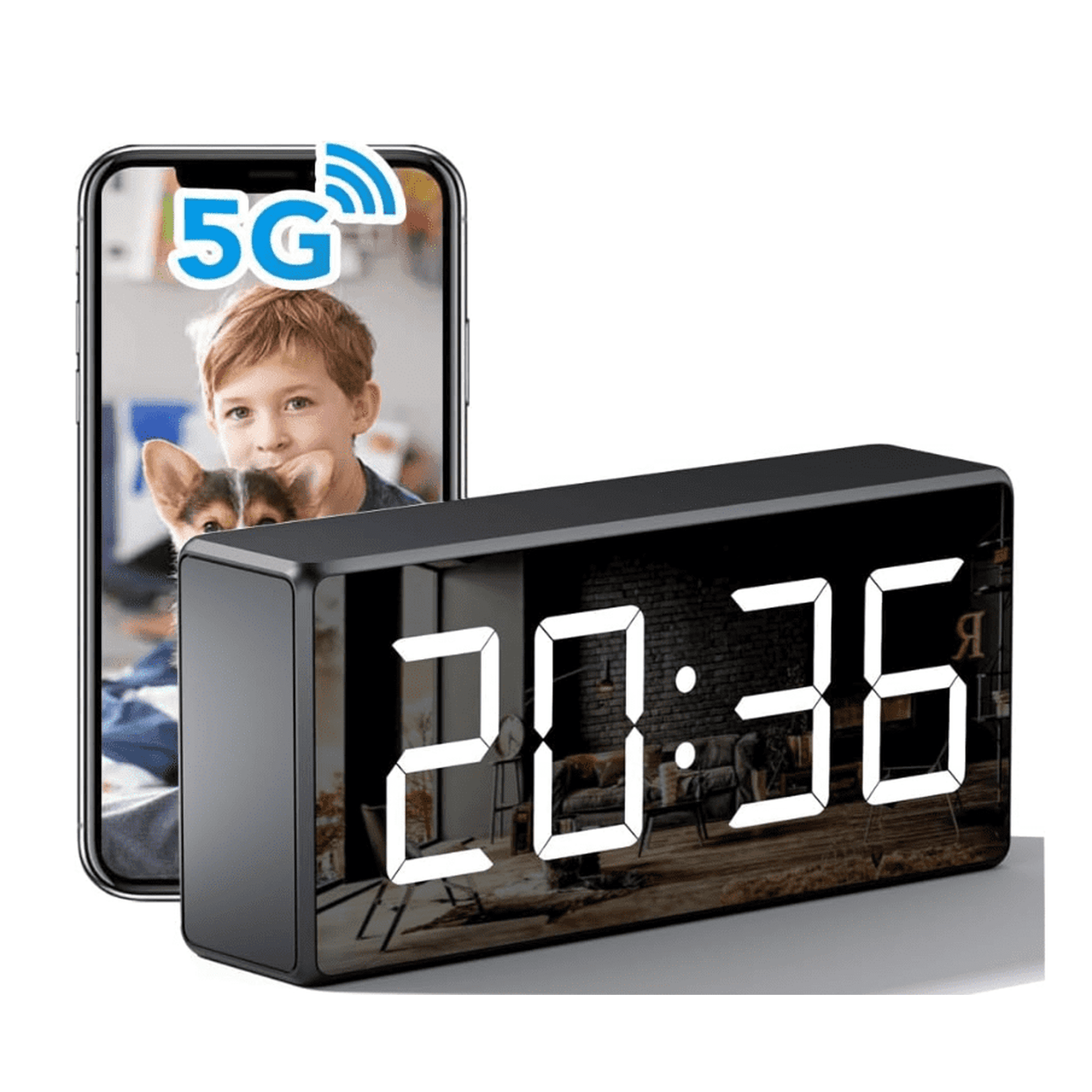 4K WiFi Camera Clock 5G Indoor Security Nanny Cam for Baby Monitor, Dog with Motion Detection, Night Vision