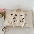 thumbnail image 5 of ZHaobin Baby Clothing Fashion Long Sleeve Knitted Cardigan Coat 2024 Children New Autumn Sweater Girl Baby Sweet Bow Design Sense Top (Pink,18M), 5 of 6
