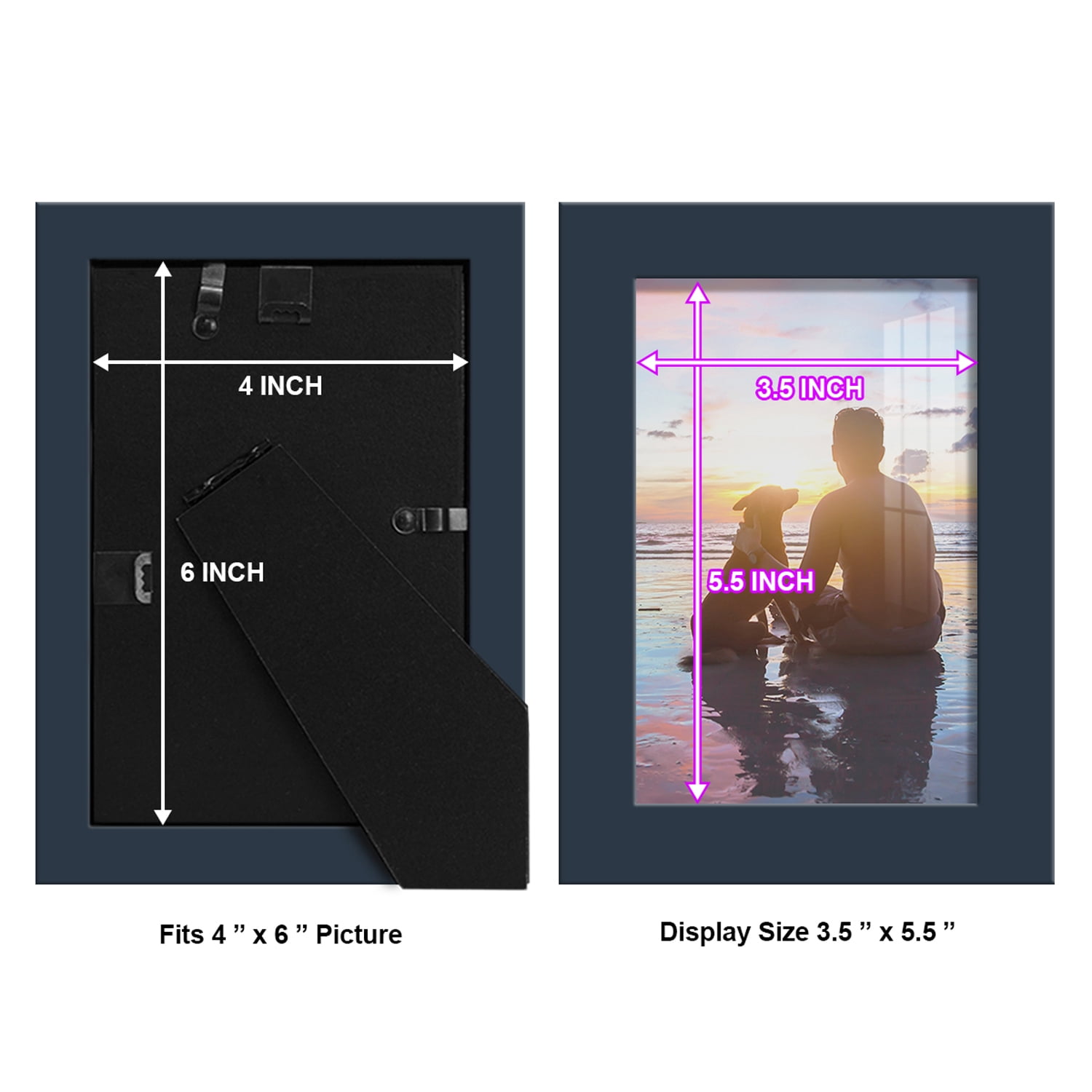 Modern 4 in. x 6 in. Dark Blue Picture Frame (Set of 2)