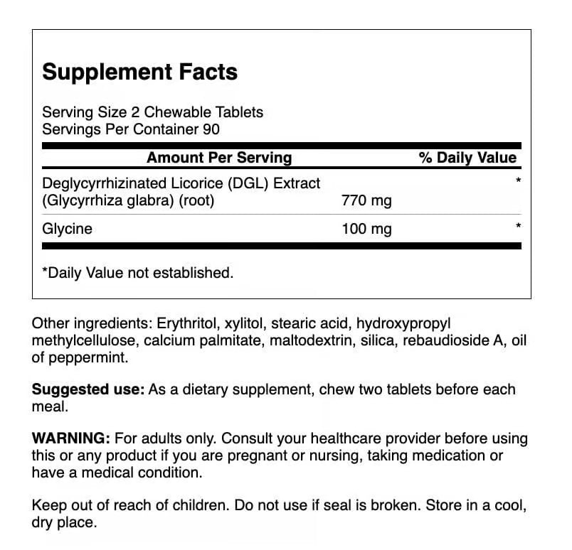 Swanson Dgl (Licorice) 385 Milligrams 180 Chwbls (2 Pack)