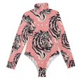 thumbnail image 2 of Tiger Head on Pink Women's Mock Turtle Neck Long Sleeve Tops Bodysuit Jumpsuit One Piece Leotards Shirt, 2 of 8