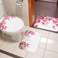 thumbnail image 5 of Spring Floral Bathroom Rugs Set Pink Flower Green Leaves Non Slip Absorbent Soft Bath Mats 3 Piece Set with Bathroom Rug, U-Shaped Floor Mat, Toilet Seat Cover Large Size, 5 of 9