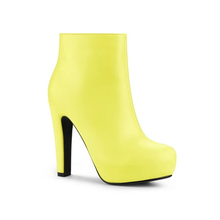 

Allegra K Women s Round Toe Zipper Platform Block Heel Ankle Boots