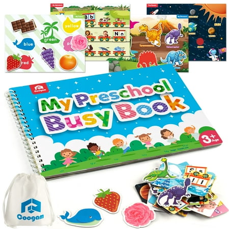 Coogam Preschool Magnetic Busy Book, 9 Themed Stickers Toys Fine Motor Skills Learning Binder Quiet Book Montessori Toys for 3 years Old Toddlers