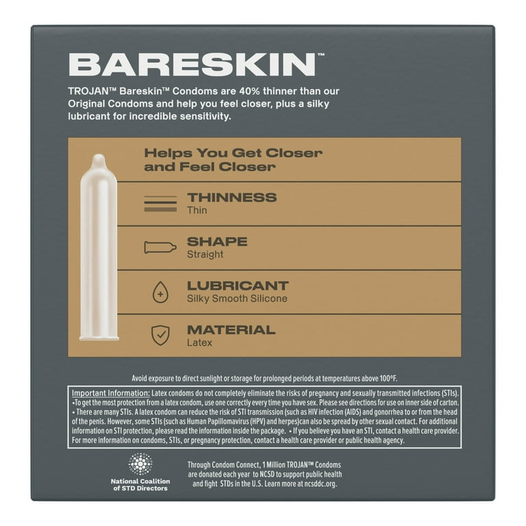 Trojan Bareskin Designed for a Closer Feel Thin Latex Lubricated Condoms,  24 Count HSA/FSA Eligible