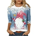 thumbnail image 2 of Women's 3/4 Length Sleeve Tops Fitted,Christmas Shirts for Women 3/4 Sleeve Plus Size Tops 2024 Funny Ugly Xmas Tree Snowflakes Snowman Print Casual Blouse, 2 of 4
