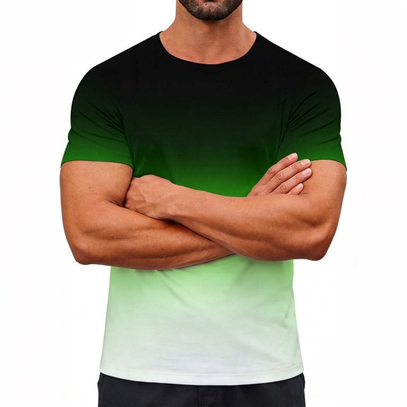Bnwani Mens Shirts Moisture-Wicking Quick Dry Shirts Printed Tee Green L