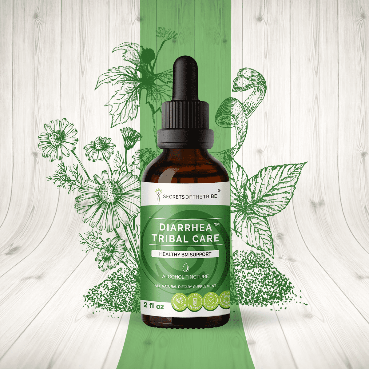 Diarrhea Tribal Care Alcohol Extract, Tincture, Blackberry, Slippery