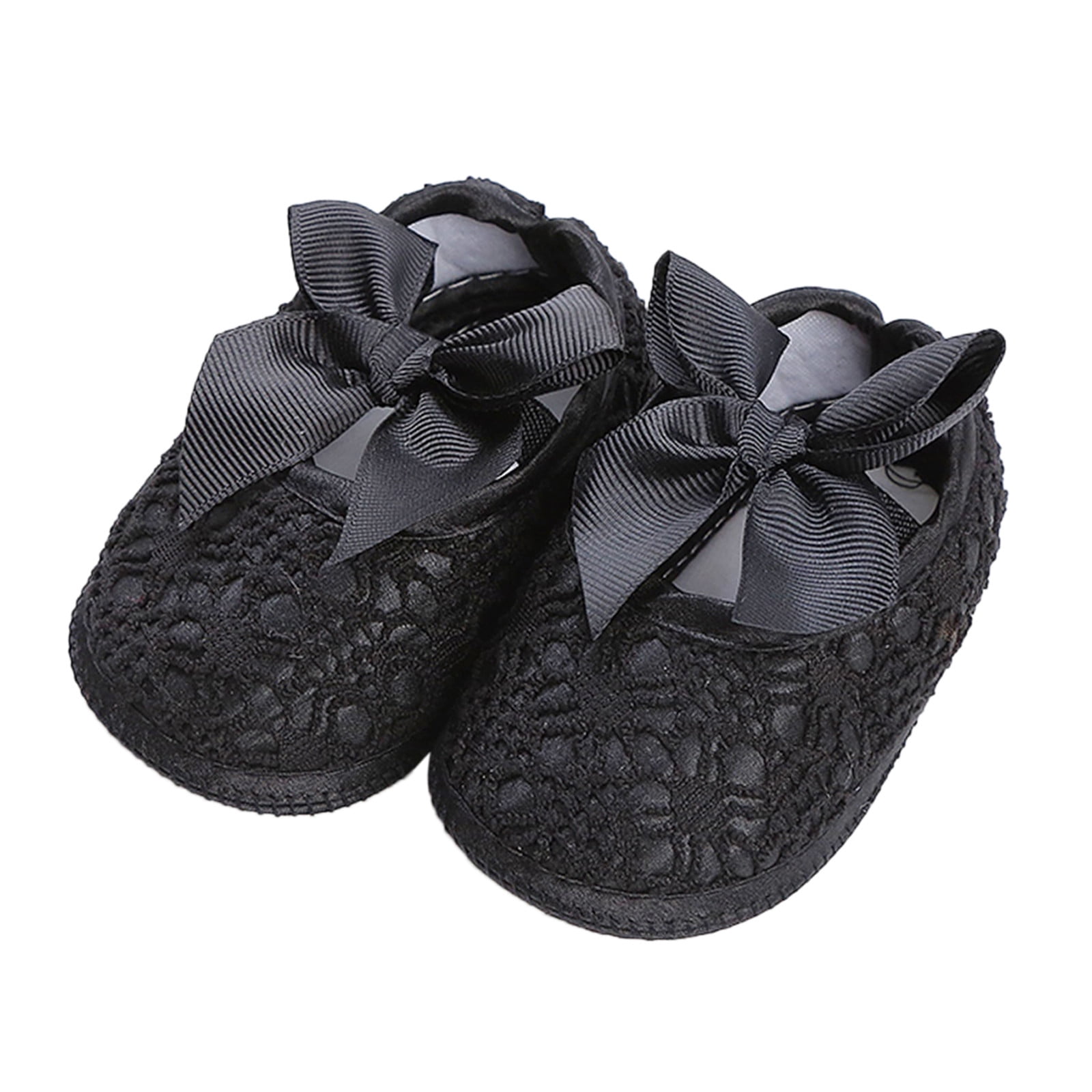 Big Kids Sneakers Clearence Black Sneakers Children Toddler Shoes Spring and Summer Girls Floor Sports Shoes Elastic Belt Slip On Ribbon Bow Light and