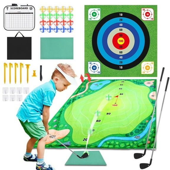 2win2buy Battle Golf Chipping Game Practice Mat Set Indoor Outdoor Backyard Kids Adults