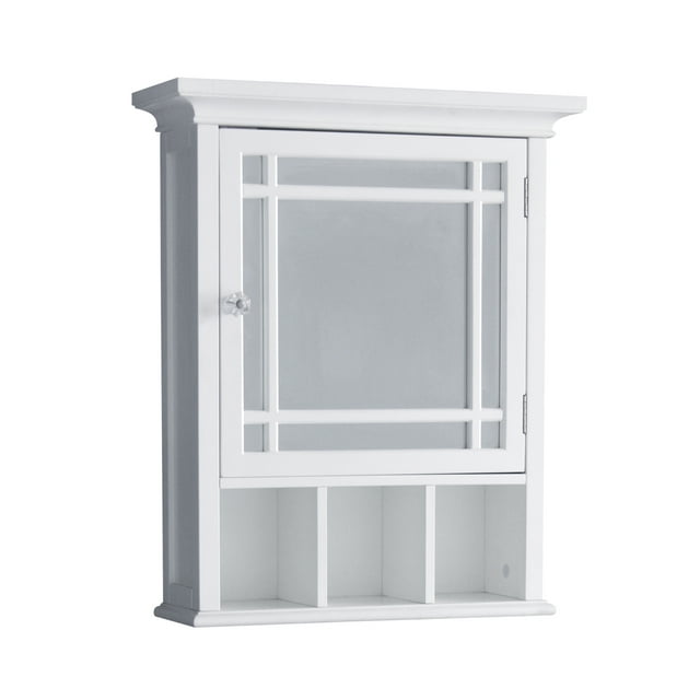 Teamson Home Armoire à Pharmacie Rangement de Salle de Bain 1 Tablette de Porte Miroir Blanc