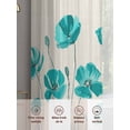 thumbnail image 6 of Teal Floral Sheer Curtains 2 Panels Set Watercolor Autumn Turquoise Wildflowers Plant Linen Texture Sheer Window Curtains Light Filtering Rod Pocket Voile Drapes for Bedroom Living Room 52"x63", 6 of 8