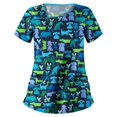 thumbnail image 1 of U.Vomade Uniforme d'Infirmière d'Été pour Femmes, Haut à Manches Courtes, Chemise, Uniforme d'Infirmière, Sarrau, Haut de Soins Infirmiers, 1 of 2