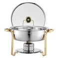 thumbnail image 5 of VEVOR Chafing Dish Buffet Set, 5 Qt 4 Pack, Stainless Steel Chafer with 4 Full Size Pan, Round Catering Warmer Server with Glass Lid Water Pan Folding Stand Fuel Holder,for Wedding Party Banquet,Gold, 5 of 9