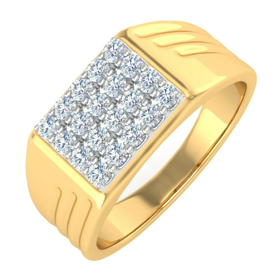 1/2 Carat Men's Diamond Wedding Band Ring in 14K Yellow Gold (Ring Size 10) (SI1-SI2 Clarity)