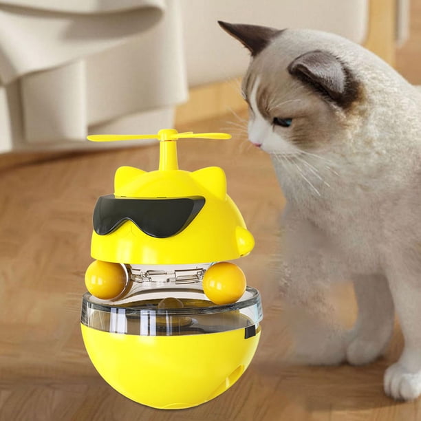 Electric Cat Turntable,Cat Toys Interactive Automatic Turntable Feather,interactive Rotating Kitten Toy Cat Teasing,Cat Toys Electronic Rotating Feather Turntable,Automatic Tumbler Yellow Yinane Tocadiscos eléctrico para gatos