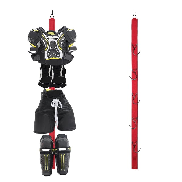 Jysiliyh Colgador De Hockey Estante Para Secado Colgante Portátil Regalos De Hockey Para Uso Doméstico Y Al Aire Libre En Hockey Sobre Hielo Patinaje Fútbol Camping Pesca 5 Ganchos (Rojo)