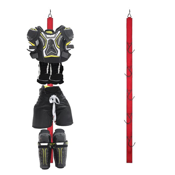 Jysiliyh Colgador De Hockey Estante Para Secado Colgante Portátil Regalos De Hockey Para Uso Doméstico Y Al Aire Libre En Hockey Sobre Hielo Patinaje Fútbol Camping Pesca 5 Ganchos (Rojo)
