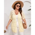 thumbnail image 4 of Women Short Sleeve Crochet Cardigan Plus Size, Open Front Knit Cover-Up, 4 of 5