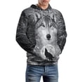 thumbnail image 3 of LAOLIUSN Men’s 3D Wolf Hoodie All Over Print Pullover Hooded Sweatshirt, Galaxy Moon Wolf Pack Graphic, Soft Stretch Polyester Spandex, S-4XL, 3 of 6