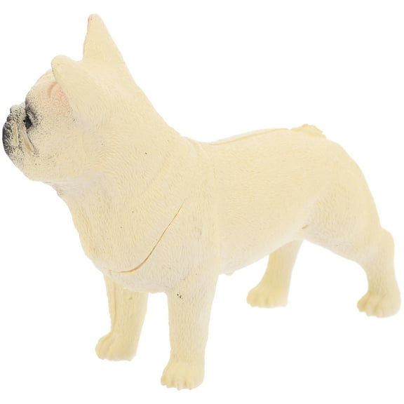 OUNONA Lifelike Simulation Animal Model Figure Pug Bulldog Novelty Figurine Man Child White