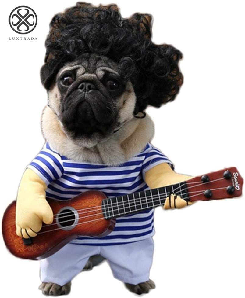 L S-Lifeeling Pet Guitar Costume Dog Costumes Guitarist Player Ourfits for Halloween Christmas Cosplay Party Funny Cat Clothes