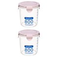 thumbnail image 4 of 2pcs Cereal Dry Food Storage Container Airtight Leakproof Plastic Storage Bottle With Locking Lids Suitable for Cereal Flour Sugar Rice Snacks(Pink 800ml), 4 of 5