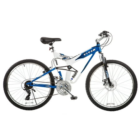 TITAN Fusion Dual Suspension Mountain Bicycle, 21-Speeds, Blue and (Trials Fusion Best Bike)