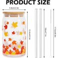 thumbnail image 2 of 2 Pack Fall Drinking Glasses 16oz Maple Leaf Glass Cup Fall Leaves Iced Coffee Cup with Lid Straw Cleaning Brush Beer Can Glass for Autumn Thanksgiving Cocktail Whiskey Beer Soda Gifts, 2 of 7
