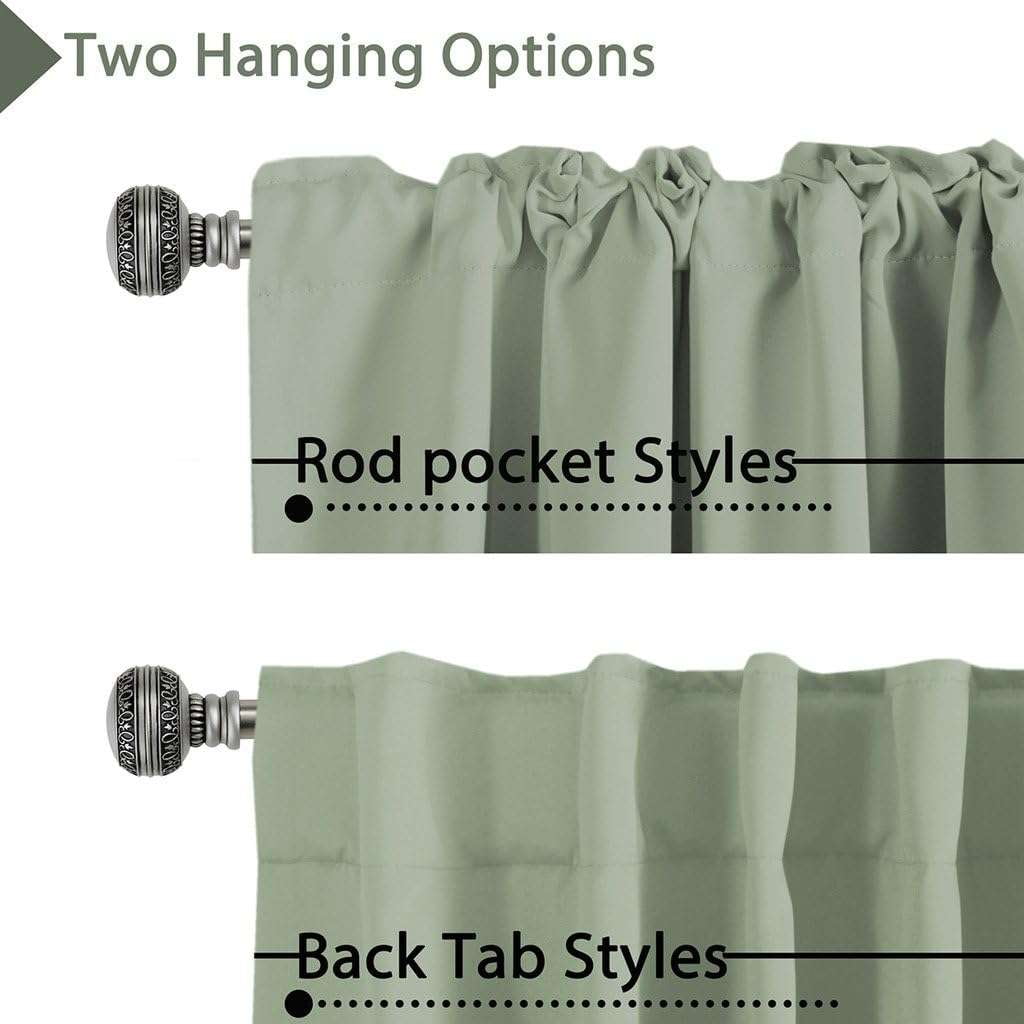 H.VERSAILTEX Blackout Thermal Insulated Window Curtains Bedroom Darkening Black out Drapes for Living Room Back Tab/Rod Pocket Draperies, 2 Panels, 52" x 84", Light Sage