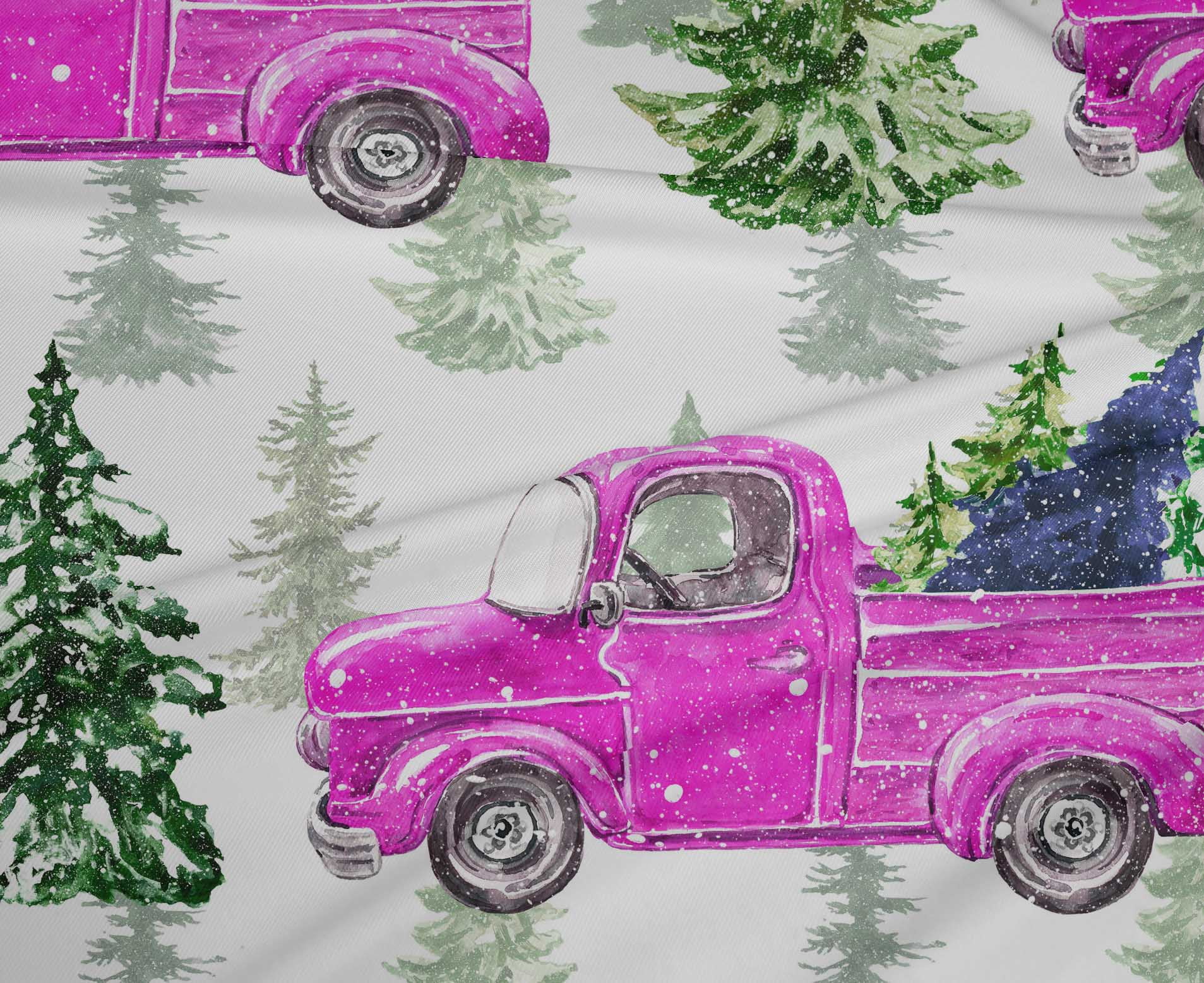 oneOone Polyester Spandex Fuschia Pink Fabric Merry Christmas Sewing Material Print Fabric By The Yard 56 Inch Wide