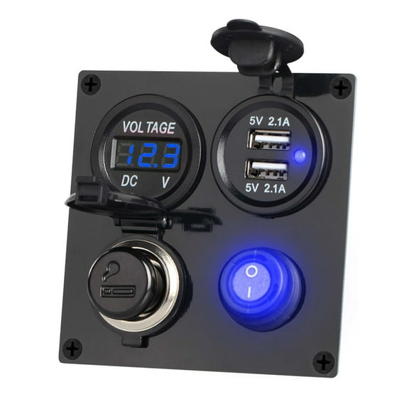 Yammee Car Motorbike Voltmeter Thermometer Detector Power Temp Volt Testing Gauge 12V