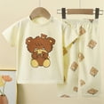 thumbnail image 2 of MEZZALL Toddler Boys Girls Summer Cartoon Printed Short Sleeved Tops And Pants 2PC Children Suit, Beige, 5-6 Years, 2 of 3
