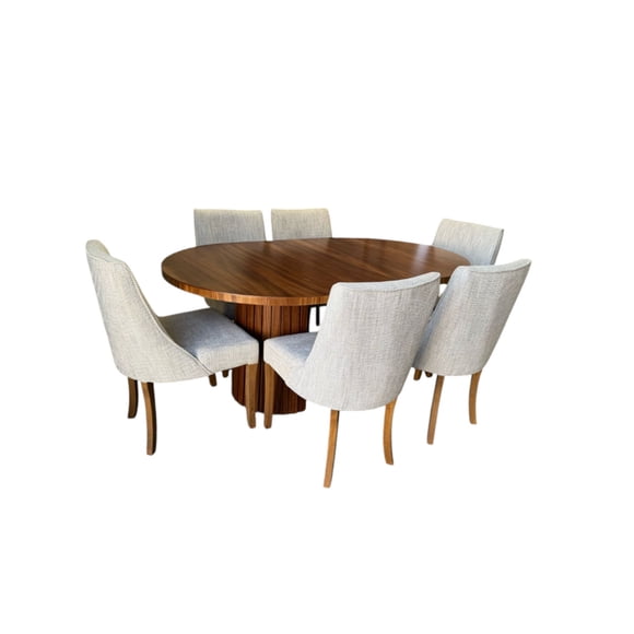 Comedor para 6 personas color gris claro de madera de parota