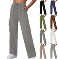 thumbnail image 2 of ctdiral Womens Wide Leg Sweatpants High Waisted Baggy Lounge Pants Fall Thin Fleece Lightweight Trousers Winter Fashion Workout Jogger Pants with Pockets Green XXL, 2 of 9