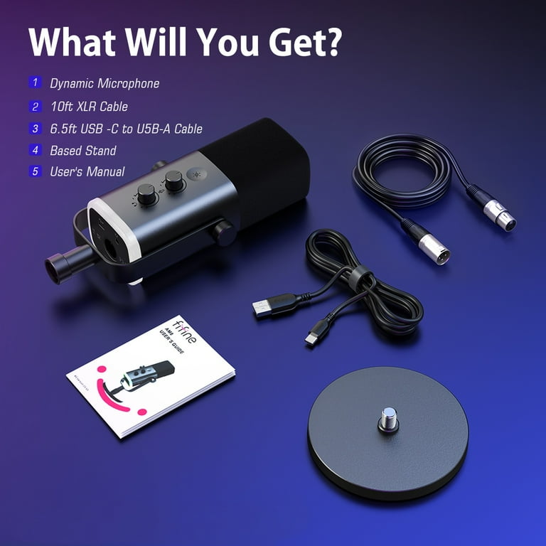 FIFINE XLR/USB Dynamic Microphone for Streamers, Gaming