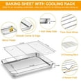 thumbnail image 2 of fafa-Baking Sheet with Rack, 9x13 Stainless Steel Quarter Sheet Pan with Wire Cooling Rack Set for Toaster Oven Roasting, Metal Bacon Cookie Trays Nonstick & Rust Free, Dishwasher Safe, 2 of 4