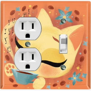 Metal Light Switch Plate Cover Coffee Bean Cat Music COF004