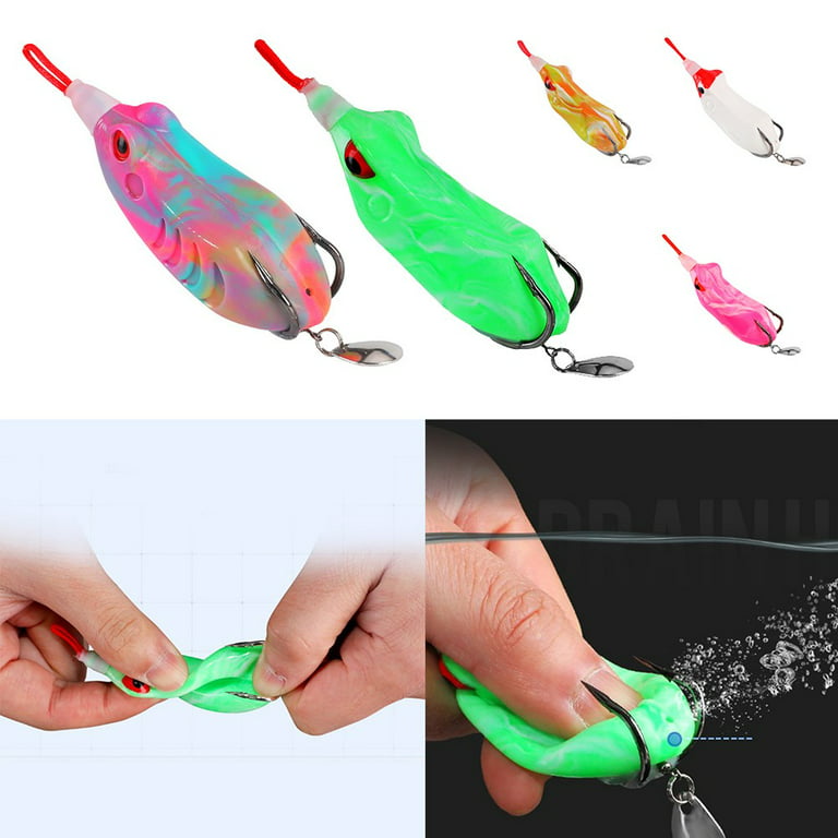 Double Propeller Frog Soft Baits Lure Topwater Ray Frog Artificial Baits, Size: Dazzle Colour