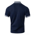 thumbnail image 6 of Men's Solid Color Knit Casual Shirt Tops, Short Sleeve Lapel Breathable Cooling Quick Dry, Summer Beach Vacation Travel Gym Fitness Outfits, Modern Essential | JASKFLY,Navy M, 6 of 7