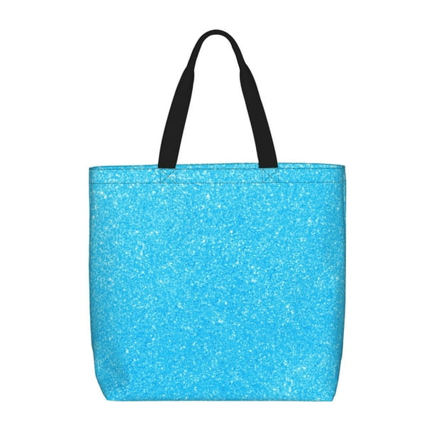 Fotbe Sky Blue Glitter Bolsa Tote con Estampado para Mujer, Bolsos con Cremallera, Bolsa de Hombro Casual de Gran Capacidad con Bolsillos Internos